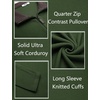 COOFANDY Mens Quarter Zip Pullover Contrast Collar Corduroy Sweatshirt | Contrast Collar Pullover, Mock Neck Sweatshirt, Soft Corduroy Pullover, Relaxed Fit For Casual Work, Travel And Daily Wear.(Army Green)