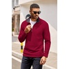 COOFANDY Mens Quarter Zip Pullover Contrast Collar Corduroy Sweatshirt | Contrast Collar Pullover, Mock Neck Sweatshirt, Soft Corduroy Pullover, Relaxed Fit For Casual Work, Travel And Daily Wear.(Red)