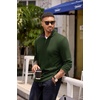 COOFANDY Mens Quarter Zip Pullover Contrast Collar Corduroy Sweatshirt | Contrast Collar Pullover, Mock Neck Sweatshirt, Soft Corduroy Pullover, Relaxed Fit For Casual Work, Travel And Daily Wear.(Army Green)