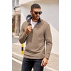 COOFANDY Mens Quarter Zip Pullover Contrast Collar Corduroy Sweatshirt | Contrast Collar Pullover, Mock Neck Sweatshirt, Soft Corduroy Pullover, Relaxed Fit For Casual Work, Travel And Daily Wear.(Khaki)