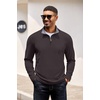COOFANDY Mens Quarter Zip Pullover Contrast Collar Corduroy Sweatshirt | Contrast Collar Pullover, Mock Neck Sweatshirt, Soft Corduroy Pullover, Relaxed Fit For Casual Work, Travel And Daily Wear.(Dark Grey)