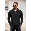 COOFANDY Mens Quarter Zip Pullover Contrast Collar Corduroy Sweatshirt | Contrast Collar Pullover, Mock Neck Sweatshirt, Soft Corduroy Pullover, Relaxed Fit For Casual Work, Travel And Daily Wear.(Black)