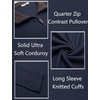 COOFANDY Mens Quarter Zip Pullover Contrast Collar Corduroy Sweatshirt | Contrast Collar Pullover, Mock Neck Sweatshirt, Soft Corduroy Pullover, Relaxed Fit For Casual Work, Travel And Daily Wear.(Navy Blue)