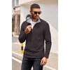 COOFANDY Mens Quarter Zip Pullover Contrast Collar Corduroy Sweatshirt | Contrast Collar Pullover, Mock Neck Sweatshirt, Soft Corduroy Pullover, Relaxed Fit For Casual Work, Travel And Daily Wear.(Dark Grey)