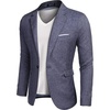COOFANDY Men’s Blazer Casual Sport Coats Slim Fit Lightweight Sports Jacket | One Button Suit Jacket,Linen Blazer,Plaid Blazer, Shoulder Pads(Blue)
