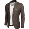 COOFANDY Men’s Blazer Casual Sport Coats Slim Fit Lightweight Sports Jacket | One Button Suit Jacket,Linen Blazer,Plaid Blazer, Shoulder Pads(Brown)