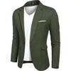 COOFANDY Men’s Blazer Casual Sport Coats Slim Fit Lightweight Sports Jacket | One Button Suit Jacket,Linen Blazer,Plaid Blazer, Shoulder Pads(Dark Green)