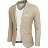 COOFANDY Men’s Blazer Casual Sport Coats Slim Fit Lightweight Sports Jacket | One Button Suit Jacket,Linen Blazer,Plaid Blazer, Shoulder Pads(Light Khaki)