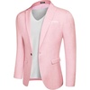 COOFANDY Men’s Blazer Casual Sport Coats Slim Fit Lightweight Sports Jacket | One Button Suit Jacket,Linen Blazer,Plaid Blazer, Shoulder Pads(Pink)