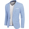 COOFANDY Men’s Blazer Casual Sport Coats Slim Fit Lightweight Sports Jacket | One Button Suit Jacket,Linen Blazer,Plaid Blazer, Shoulder Pads(Plaid Blazer – Sky Blue)