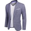 COOFANDY Men’s Blazer Casual Sport Coats Slim Fit Lightweight Sports Jacket | One Button Suit Jacket,Linen Blazer,Plaid Blazer, Shoulder Pads(Plaid Blazer – Blue)