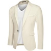 COOFANDY Men’s Blazer Casual Sport Coats Slim Fit Lightweight Sports Jacket | One Button Suit Jacket,Linen Blazer,Plaid Blazer, Shoulder Pads(Plain Color – Beige)