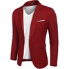 COOFANDY Men’s Blazer Casual Sport Coats Slim Fit Lightweight Sports Jacket | One Button Suit Jacket,Linen Blazer,Plaid Blazer, Shoulder Pads(Wine Red)