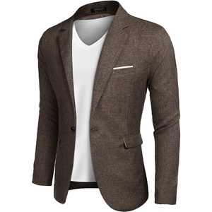 COOFANDY Men’s Blazer Casual Sport Coats Slim Fit Lightweight Sports Jacket | One Button Suit Jacket,Linen Blazer,Plaid Blazer, Shoulder Pads(Brown)