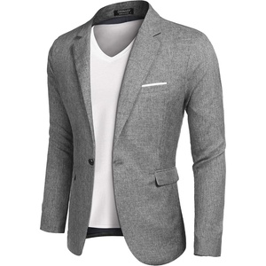 COOFANDY Men’s Blazer Casual Sport Coats Slim Fit Lightweight Sports Jacket | One Button Suit Jacket,Linen Blazer,Plaid Blazer, Shoulder Pads(Linen Gray)