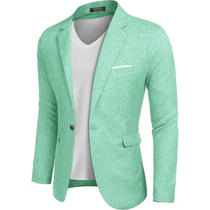 COOFANDY Men’s Blazer Casual Sport Coats Slim Fit Lightweight Sports Jacket | One Button Suit Jacket,Linen Blazer,Plaid Blazer, Shoulder Pads(Mint Green)