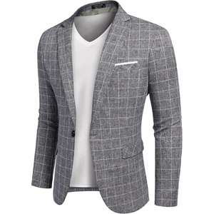 COOFANDY Men’s Blazer Casual Sport Coats Slim Fit Lightweight Sports Jacket | One Button Suit Jacket,Linen Blazer,Plaid Blazer, Shoulder Pads(Plaid Blazer – Dark Gray)