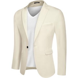COOFANDY Men’s Blazer Casual Sport Coats Slim Fit Lightweight Sports Jacket | One Button Suit Jacket,Linen Blazer,Plaid Blazer, Shoulder Pads(Plain Color – Beige)