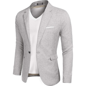 COOFANDY Men’s Blazer Casual Sport Coats Slim Fit Lightweight Sports Jacket | One Button Suit Jacket,Linen Blazer,Plaid Blazer, Shoulder Pads(Sky Grey)