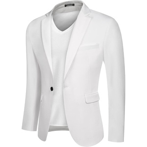 COOFANDY Men’s Blazer Casual Sport Coats Slim Fit Lightweight Sports Jacket | One Button Suit Jacket,Linen Blazer,Plaid Blazer, Shoulder Pads(White)