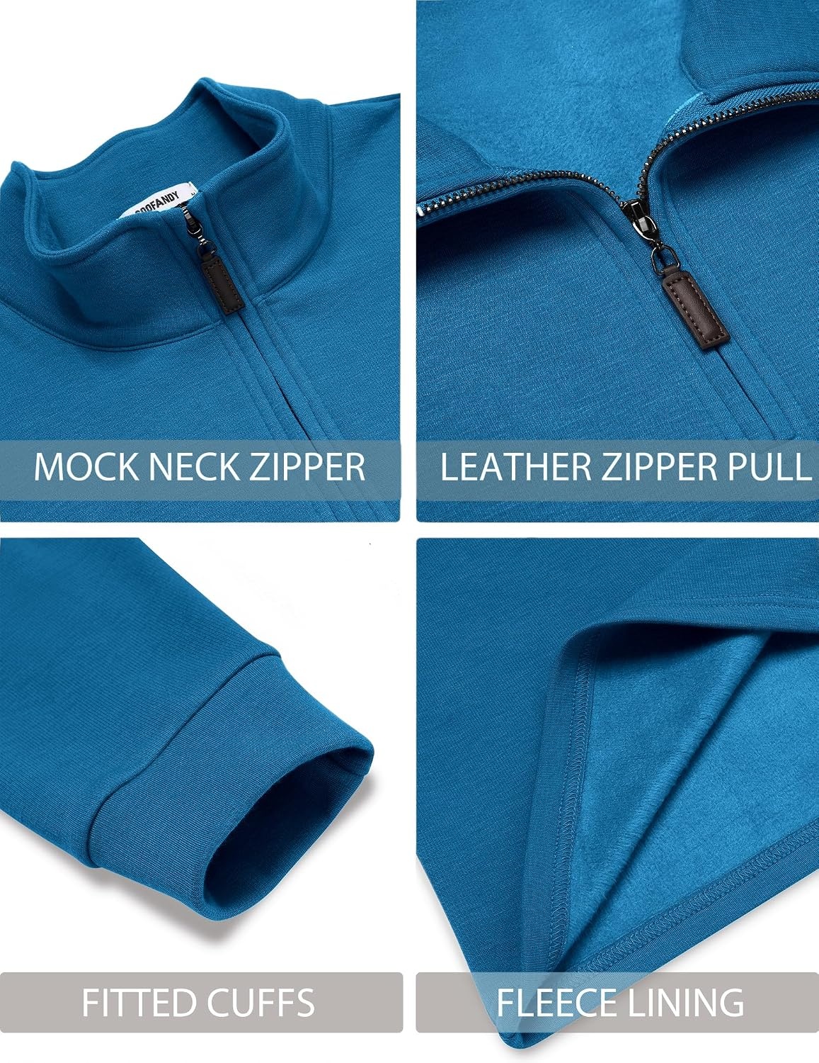 image:imageCOOFANDY Mens Quarter Zip Pullover FleeceLined Mock Neck Sweatshirt Casual Adjustable 14 Zip Mock Neck Long Sleeve Solid Color Breathable Warm Layering Friendly Ideal For Golf Daily WearRoyal Blue