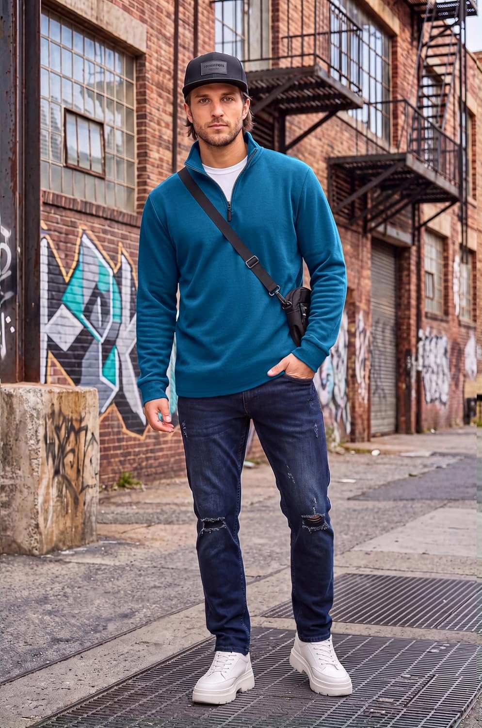 image:imageCOOFANDY Mens Quarter Zip Pullover FleeceLined Mock Neck Sweatshirt Casual Adjustable 14 Zip Mock Neck Long Sleeve Solid Color Breathable Warm Layering Friendly Ideal For Golf Daily WearRoyal Blue