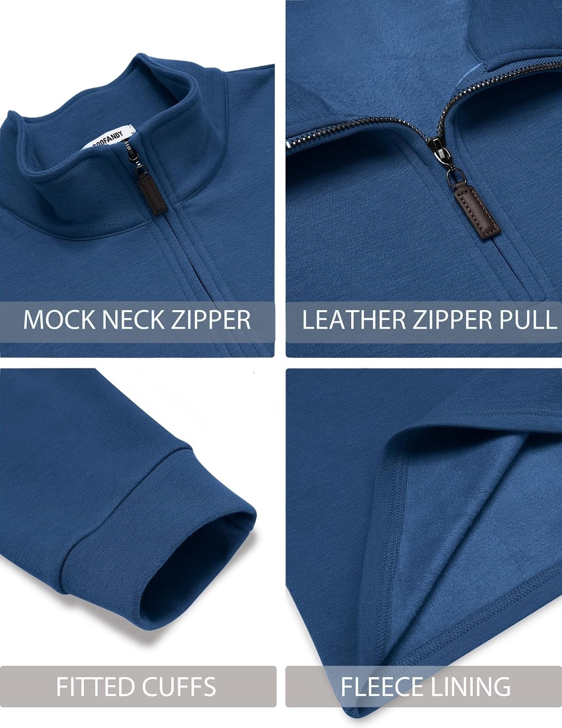 image:imageCOOFANDY Mens Quarter Zip Pullover FleeceLined Mock Neck Sweatshirt Casual Adjustable 14 Zip Mock Neck Long Sleeve Solid Color Breathable Warm Layering Friendly Ideal For Golf Daily WearNavy Blue