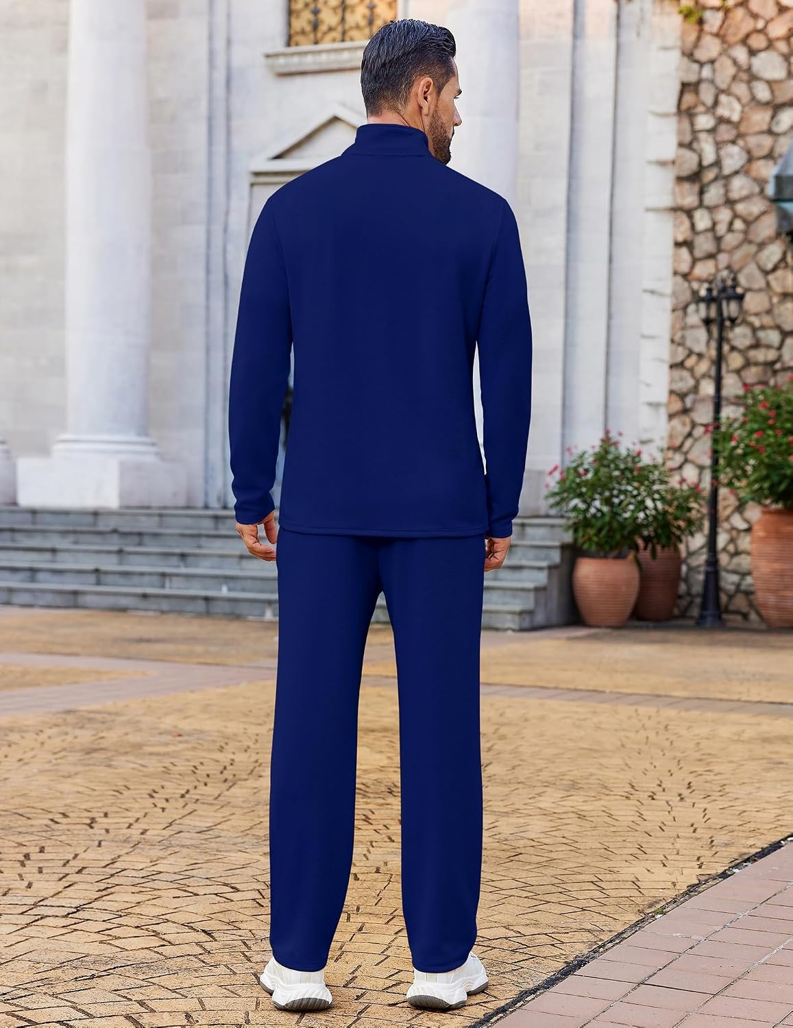 image:imageCOOFANDY Mens Track suit 2 Piece Athletic Sweatsuit Casual Sport Outfit Set Mens Athletic Running Jogging Outfits Antipilling and Soft fabric Flexible and Comfort Doublesided slant PocketsDenim Blue