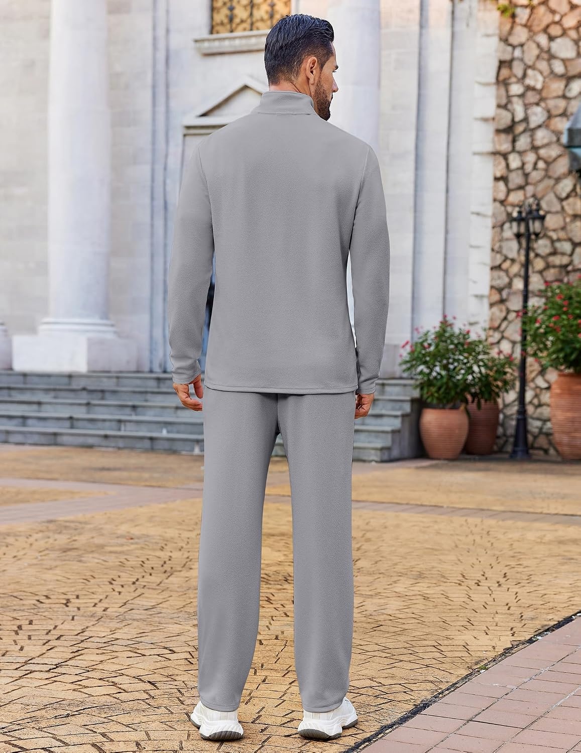 image:imageCOOFANDY Mens Track suit 2 Piece Athletic Sweatsuit Casual Sport Outfit Set Mens Athletic Running Jogging Outfits Antipilling and Soft fabric Flexible and Comfort Doublesided slant PocketsGrey