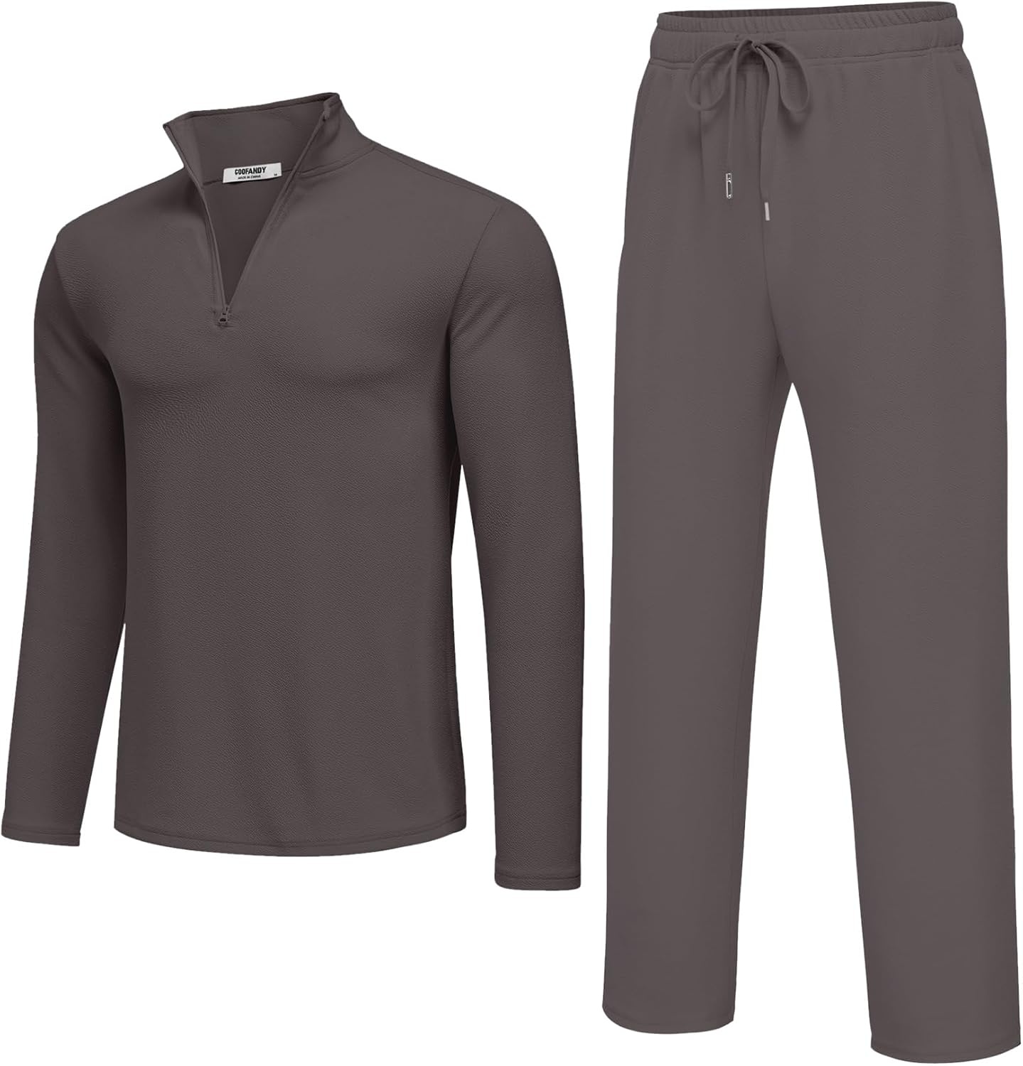 image:imageCOOFANDY Mens Track suit 2 Piece Athletic Sweatsuit Casual Sport Outfit Set Mens Athletic Running Jogging Outfits Antipilling and Soft fabric Flexible and Comfort Doublesided slant PocketsDark Grey