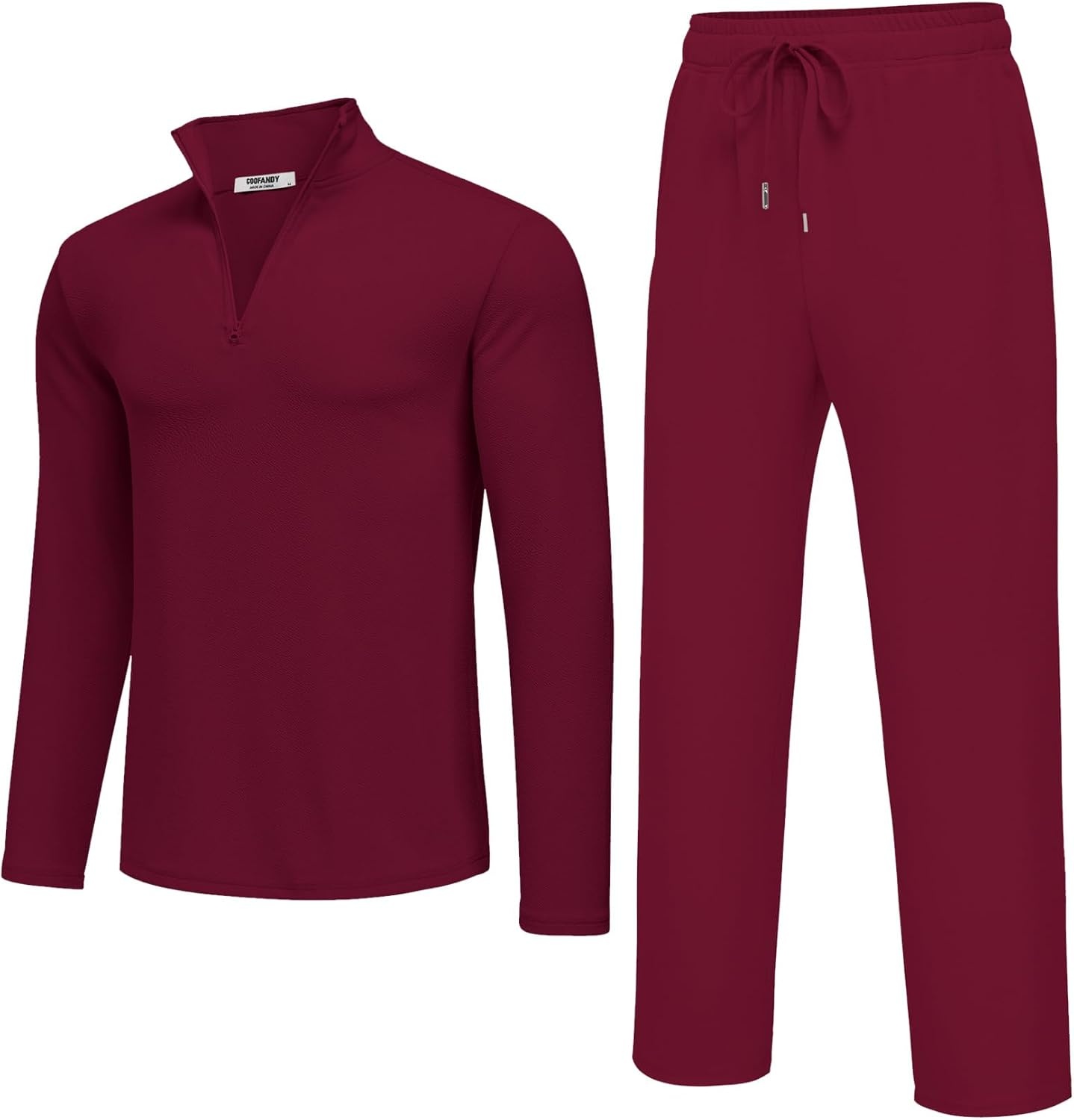 image:imageCOOFANDY Mens Track suit 2 Piece Athletic Sweatsuit Casual Sport Outfit Set Mens Athletic Running Jogging Outfits Antipilling and Soft fabric Flexible and Comfort Doublesided slant PocketsDark Red