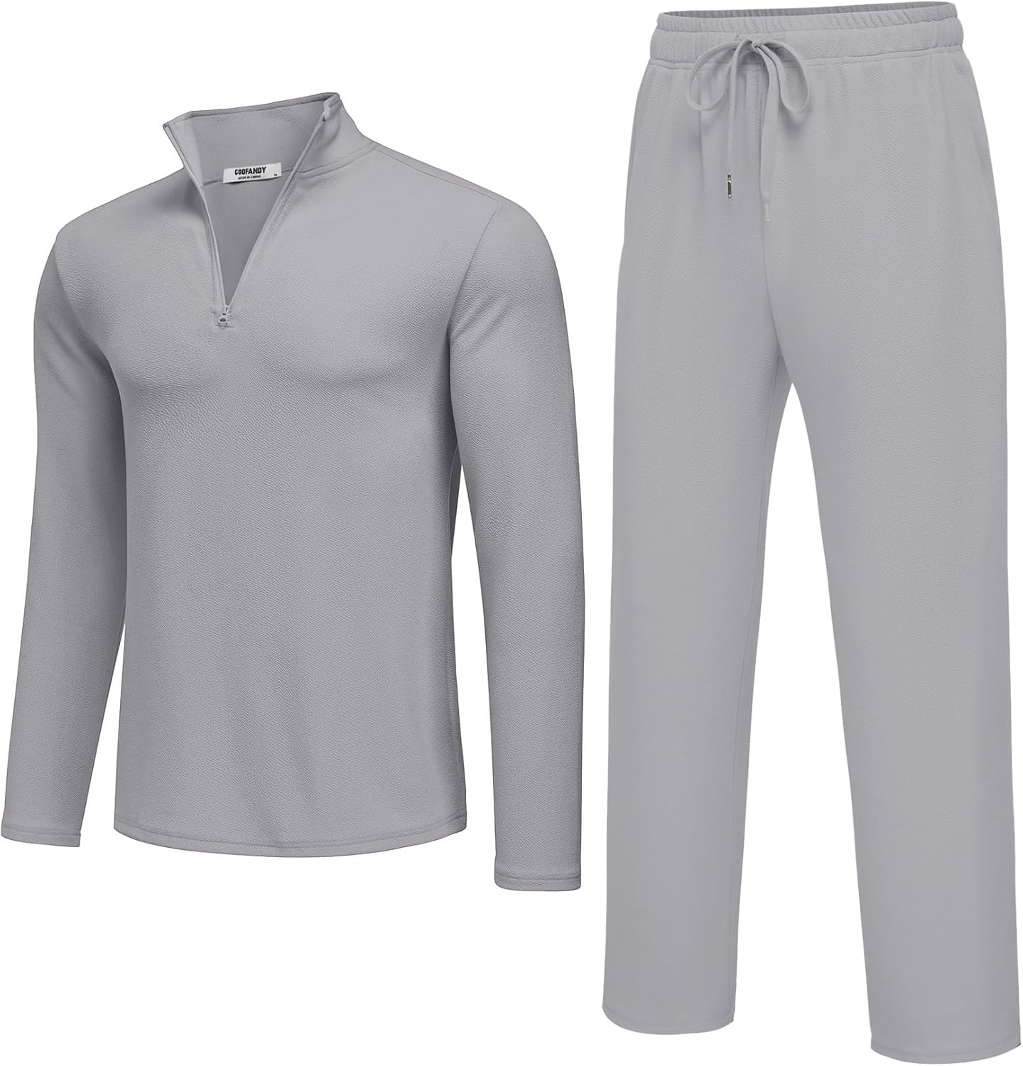 image:imageCOOFANDY Mens Track suit 2 Piece Athletic Sweatsuit Casual Sport Outfit Set Mens Athletic Running Jogging Outfits Antipilling and Soft fabric Flexible and Comfort Doublesided slant PocketsGrey