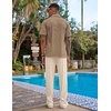 COOFANDY Men’s 2 Piece Outfit Casual Short Sleeve Button Down Shirt Beach Summer Loose Pant Sets(Brown Khaki)