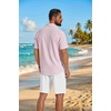 COOFANDY Men’s 2 Piece Outfit Casual Short Sleeve Button Down Shirt and Beach Shorts Set Summer Vacation Outfits for Men(Pink White Stripe)