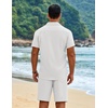 COOFANDY Men’s 2 Piece Outfits Cuban Guayabera Short Sleeve Shirts and Shorts Summer Beach Vacation Set(White)