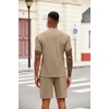 COOFANDY Men’s 2 Piece Set Short Sleeve Polo Shirt and Shorts Summer Suits | Short Sleeve 1/4 Zip Polo Top, Drawstring Shorts, Pockets, Sportwear, Casual, Fashion, Vacation, Beach, Travel, Streetwear(Khaki)