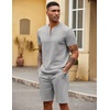 COOFANDY Men’s 2 Piece Set Short Sleeve Polo Shirt and Shorts Summer Suits | Short Sleeve 1/4 Zip Polo Top, Drawstring Shorts, Pockets, Sportwear, Casual, Fashion, Vacation, Beach, Travel, Streetwear(Light Grey)
