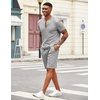 COOFANDY Men’s 2 Piece Set Short Sleeve Polo Shirt and Shorts Summer Suits | Short Sleeve 1/4 Zip Polo Top, Drawstring Shorts, Pockets, Sportwear, Casual, Fashion, Vacation, Beach, Travel, Streetwear(Light Grey)
