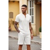 COOFANDY Men’s 2 Piece Set Short Sleeve Polo Shirt and Shorts Summer Suits | Short Sleeve 1/4 Zip Polo Top, Drawstring Shorts, Pockets, Sportwear, Casual, Fashion, Vacation, Beach, Travel, Streetwear(White)
