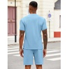 COOFANDY Men’s 2 Piece Set Short Sleeve Polo Shirt and Shorts Summer Suits | Short Sleeve 1/4 Zip Polo Top, Drawstring Shorts, Pockets, Sportwear, Casual, Fashion, Vacation, Beach, Travel, Streetwear(Light Blue)