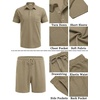 COOFANDY Men’s 2 Pieces Outfits Waffle Knit Polo Shirt and Shorts Set | Short Set, Matching Set, Clothing Sets, Casual, Athletic Jogging Summer Tracksuit with Pockets, Vacation, Outfits(Khaki)