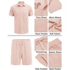 COOFANDY Men’s 2 Pieces Outfits Waffle Knit Polo Shirt and Shorts Set | Short Set, Matching Set, Clothing Sets, Casual, Athletic Jogging Summer Tracksuit with Pockets, Vacation, Outfits(Light Pink)