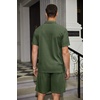 COOFANDY Men’s 2 Pieces Outfits Waffle Knit Polo Shirt and Shorts Set | Short Set, Matching Set, Clothing Sets, Casual, Athletic Jogging Summer Tracksuit with Pockets, Vacation, Outfits(Army Green)
