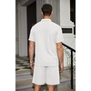 COOFANDY Men’s 2 Pieces Outfits Waffle Knit Polo Shirt and Shorts Set | Short Set, Matching Set, Clothing Sets, Casual, Athletic Jogging Summer Tracksuit with Pockets, Vacation, Outfits(White)