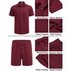 COOFANDY Men’s 2 Pieces Outfits Waffle Knit Polo Shirt and Shorts Set | Short Set, Matching Set, Clothing Sets, Casual, Athletic Jogging Summer Tracksuit with Pockets, Vacation, Outfits(Wine Red)
