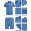 COOFANDY Men’s 2 Pieces Outfits Waffle Knit Polo Shirt and Shorts Set | Short Set, Matching Set, Clothing Sets, Casual, Athletic Jogging Summer Tracksuit with Pockets, Vacation, Outfits(Blue-1)