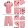 COOFANDY Men’s 2 Pieces Outfits Waffle Knit Polo Shirt and Shorts Set | Short Set, Matching Set, Clothing Sets, Casual, Athletic Jogging Summer Tracksuit with Pockets, Vacation, Outfits(Pale Pink)