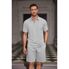COOFANDY Men’s 2 Pieces Outfits Waffle Knit Polo Shirt and Shorts Set | Short Set, Matching Set, Clothing Sets, Casual, Athletic Jogging Summer Tracksuit with Pockets, Vacation, Outfits(Light Grey)