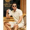 COOFANDY Men’s 2 Pieces Outfits Waffle Knit Polo Shirt and Shorts Set | Short Set, Matching Set, Clothing Sets, Casual, Athletic Jogging Summer Tracksuit with Pockets, Vacation, Outfits(Beige)