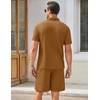 COOFANDY Men’s 2 Pieces Outfits Waffle Knit Polo Shirt and Shorts Set | Short Set, Matching Set, Clothing Sets, Casual, Athletic Jogging Summer Tracksuit with Pockets, Vacation, Outfits(Light Brown)